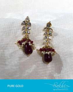AG-R9354 - Gold & Cream Pure Gold Jhumka