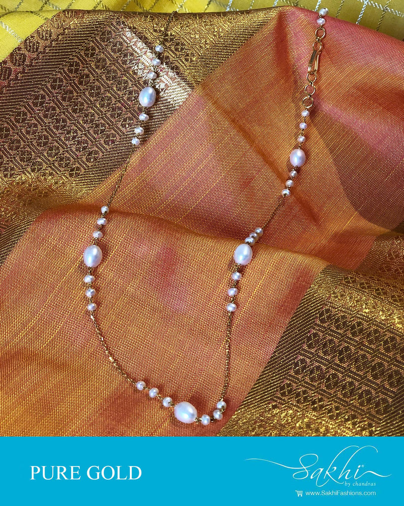 AG-S002 - Gold  & Pearl Gold Mala