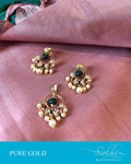 AG-S024 - Gold  & Pearl Gold Earring & Pendant