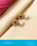 AGBG16-280 - White & Gold Pure Gold Stud Earrings