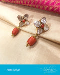 AGBG16-340 - Orange & Gold Pure Gold Earrings