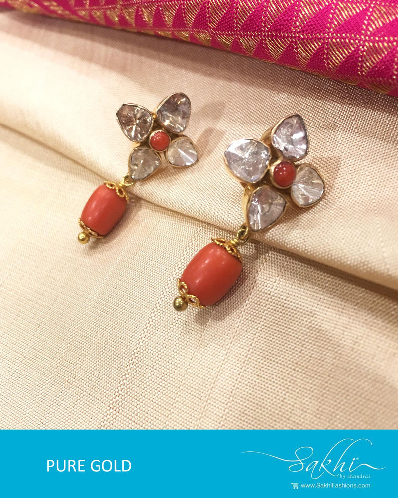 AGBG16-340 - Orange & Gold Pure Gold Earrings