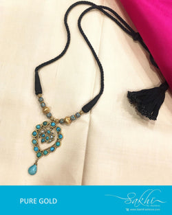 AGBG16-82 - Blue & Black Pure Gold Necklace