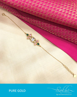 AGBG16-938 - Pink & Green Pure Gold Bracelet