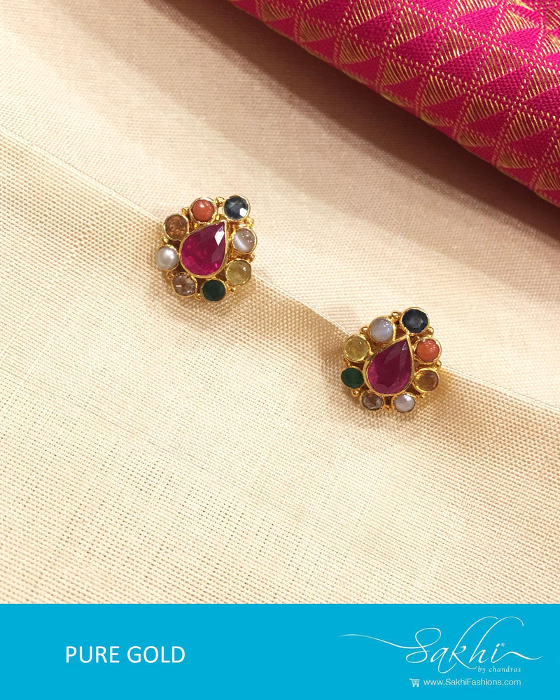 AGBG16-959 - Multi & Gold Pure Gold Earrings