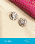 AGBG17-131 - White & Gold Pure Gold Earrings
