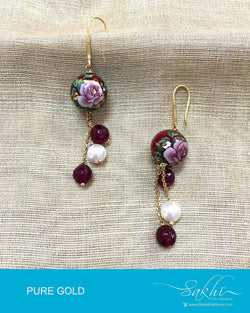 AGDP-12831 - Ruby & Multi Pure Gold Earring