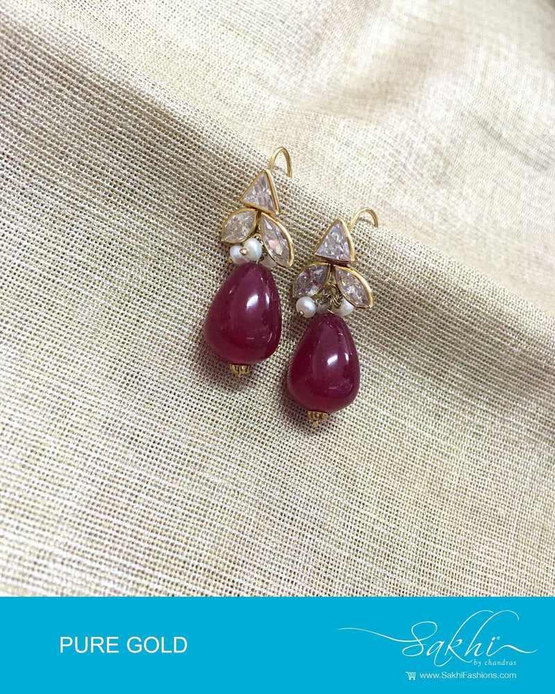 AGDP-12834 - Gold & Ruby Pure Gold Earring