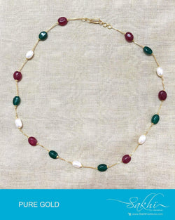AGDP-12840 - Gold & Multi Pure Gold Mala