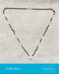 AGDP-12842 - Gold & Black Pure Gold Bead Mala