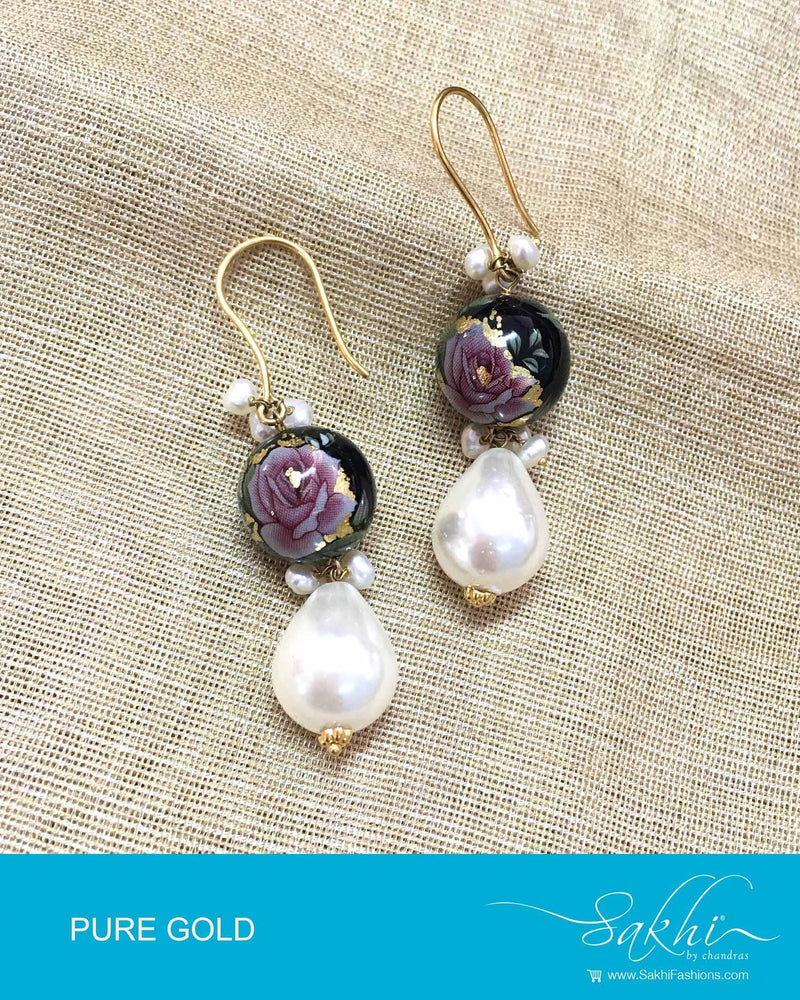 AGDP-12854 - White & Multi Pure Gold Earring