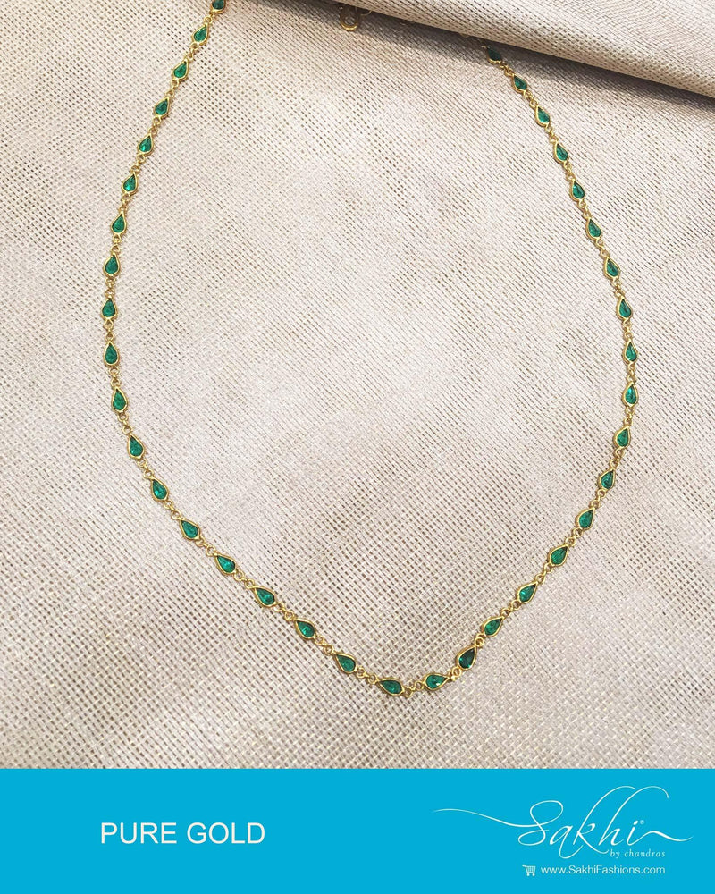 AGDP-20547 - Green & Gold Pure Gold Chain