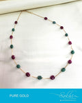 AGDP-20556 - Gold & Multi Pure Gold Emerald Mala