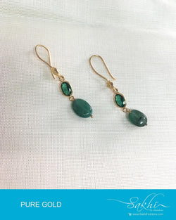 AGDP-20581 - Gold & Green Pure Gold Earrings