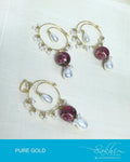AGDP-20588 - Gold & Green Pure Gold Pendant & Earrings