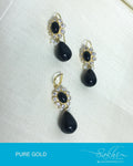 AGDP-20597 - Gold & Black Pure Gold Earring & Pendant