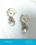 AGDP-20599 - Gold & Cream Pure Gold Hook Earrings