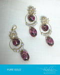 AGDP-20601 - Gold & Pink Pure Gold Earring & Pendant