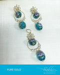 AGDP-20602 - Gold & Blue Pure Gold Earring & Pendant
