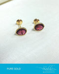 AGDP-20603 - Gold & Red Pure Gold Stud Earring