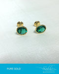AGDP-20607 - Gold & Green Pure Gold Stud Earring