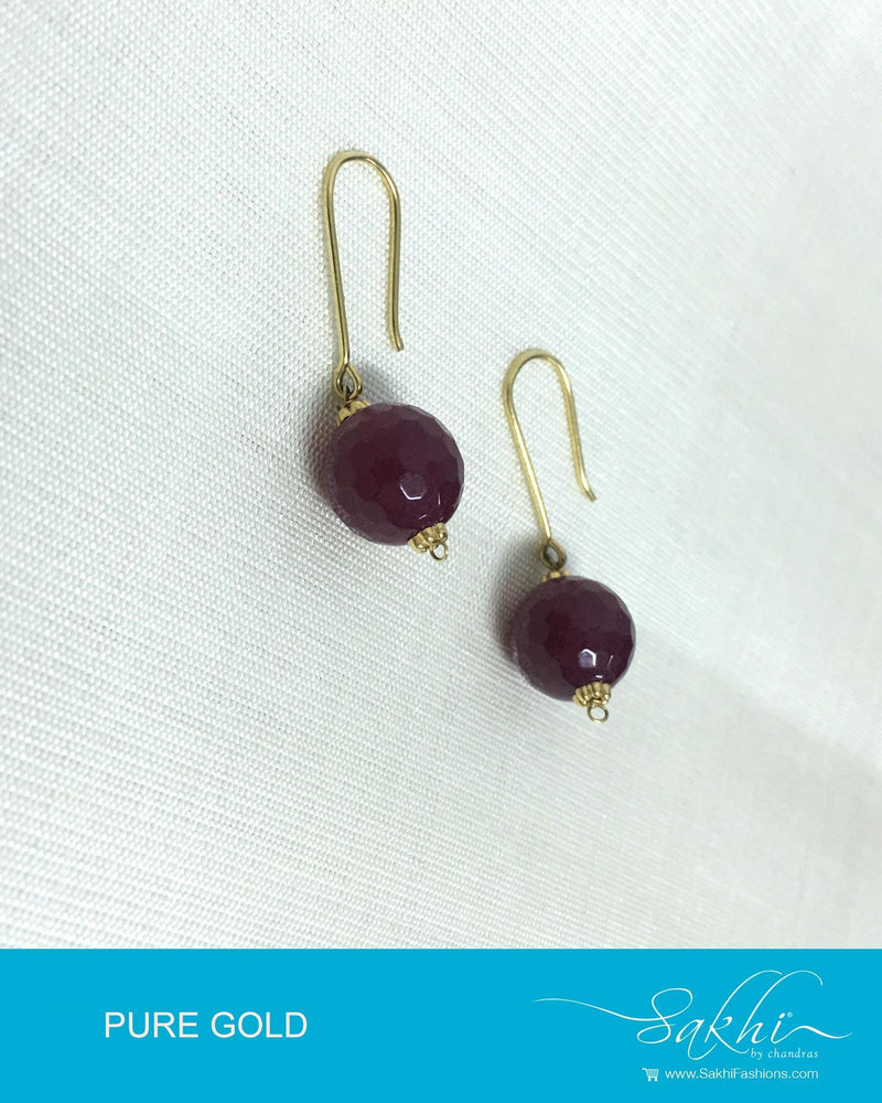 AGDP-20609 - Gold & Green Pure Gold Hook Earring