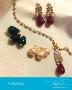 AGDP-8951 - Multi Pure Gold Earring & Pendant Set