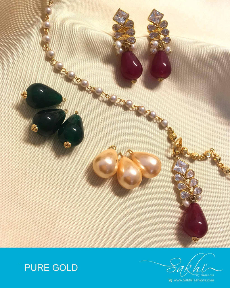 AGDP-8951 - Multi Pure Gold Earring & Pendant Set