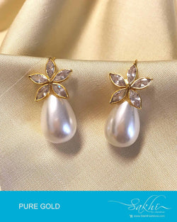 AGDP-8966 - White & Cream Pure Gold Earring
