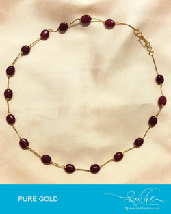 AGDP-8981 - Maroon & Gold Pure Gold Neck Chain