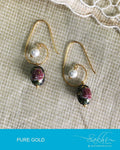 AGDQ-14474 - Multi & Gold Pure Gold Hook Earrings