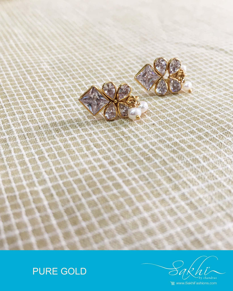 AGDQ-14478 - Multi & Gold Pure Gold Hook Earrings