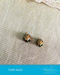 AGDQ-14481 - Green & Gold Pure Gold Pearl Bali Earrings