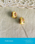 AGDQ-14488 - Yellow & Gold Pure Gold Pearl Bali Earrings