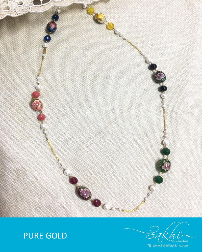 AGDQ-16597 - Gold & Multi Pure Gold Mala