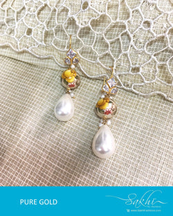 AGDQ-16614 - Gold & Cream Pure Gold Jhumka