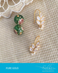 AGDQ-22422 - Green & Gold Pure Gold Hook Earrings