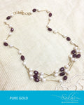 AGDQ-7516 - Ruby & White Pure Gold Chain