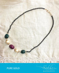 AGDQ-7518 - Ruby & White Pure Gold Chain