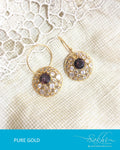 AGDQ-7520 - Pink & White Pure Gold Earrings
