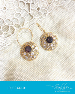 AGDQ-7520 - Pink & White Pure Gold Earrings