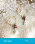 AGDQ-7523 - Multi & White Pure Gold Earrings
