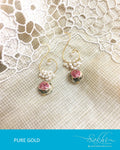 AGDQ-7524 - Green & White Pure Gold Earrings