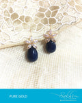 AGDQ-7527 - Blue & White Pure Gold Earrings