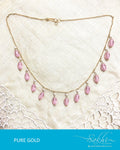 AGDQ-7537 - Pink & White Pure Gold Chain