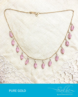 AGDQ-7537 - Pink & White Pure Gold Chain