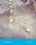 AGDQ-7553 - Gold & Cream Pure Gold Earrings