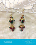AGDQ-7587 - Green & Multi Pure Gold Earrings