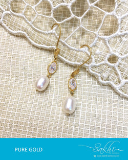 AGDQ-7590 Pearl Gold Earrings