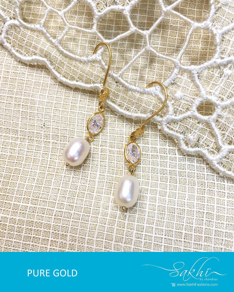 AGDQ-7590 Pearl Gold Earrings